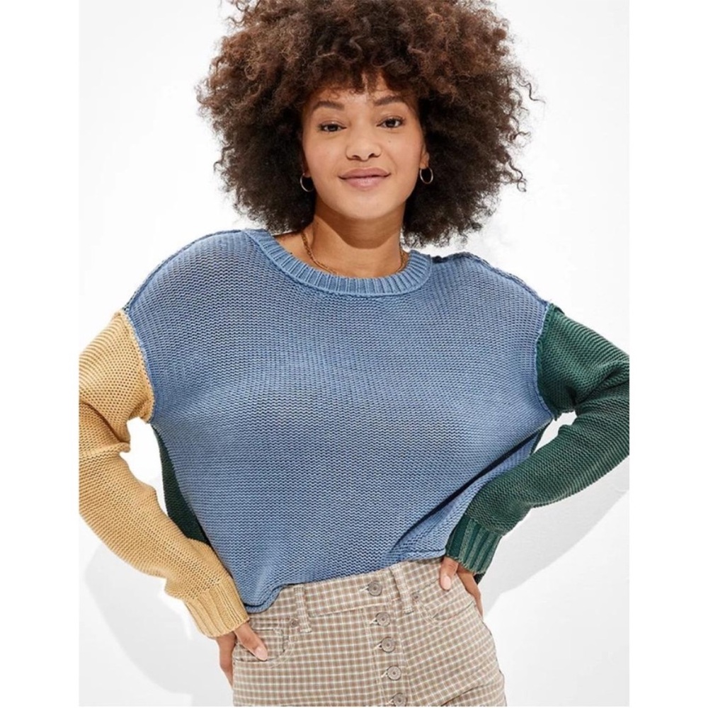 American Eagle Outfitters Multicolor Comfy Knit Crew Neck‎ Sweater XS EUC